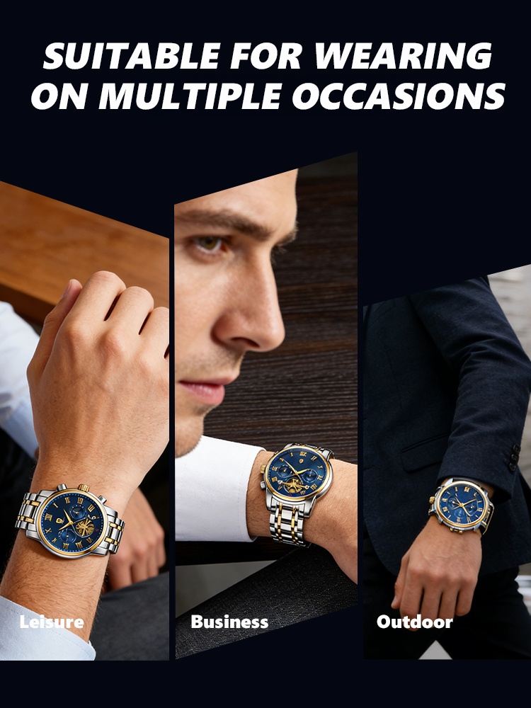 100-meter deep waterproof🌊, perfect for swimming and diving with no worries. Crafted with aerospace-grade stainless steel body🪙 and sapphire crystal watch lens💎, it features outstanding wear & scratch resistance, staying brand new for a decade.