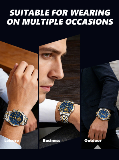 100-meter deep waterproof🌊, perfect for swimming and diving with no worries. Crafted with aerospace-grade stainless steel body🪙 and sapphire crystal watch lens💎, it features outstanding wear & scratch resistance, staying brand new for a decade.