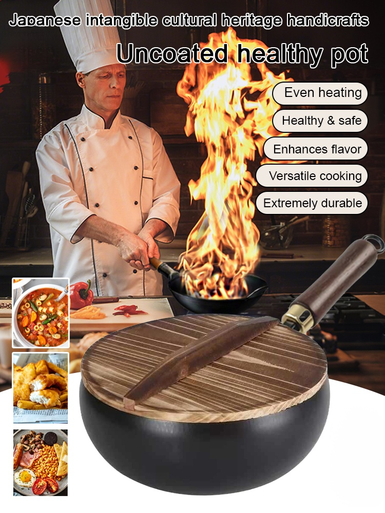 🍳99.9% High-Purity Iron Uncoated Non-Stick Pan💫 Hand-Forged by a 50-Year-Old Blacksmith🔨