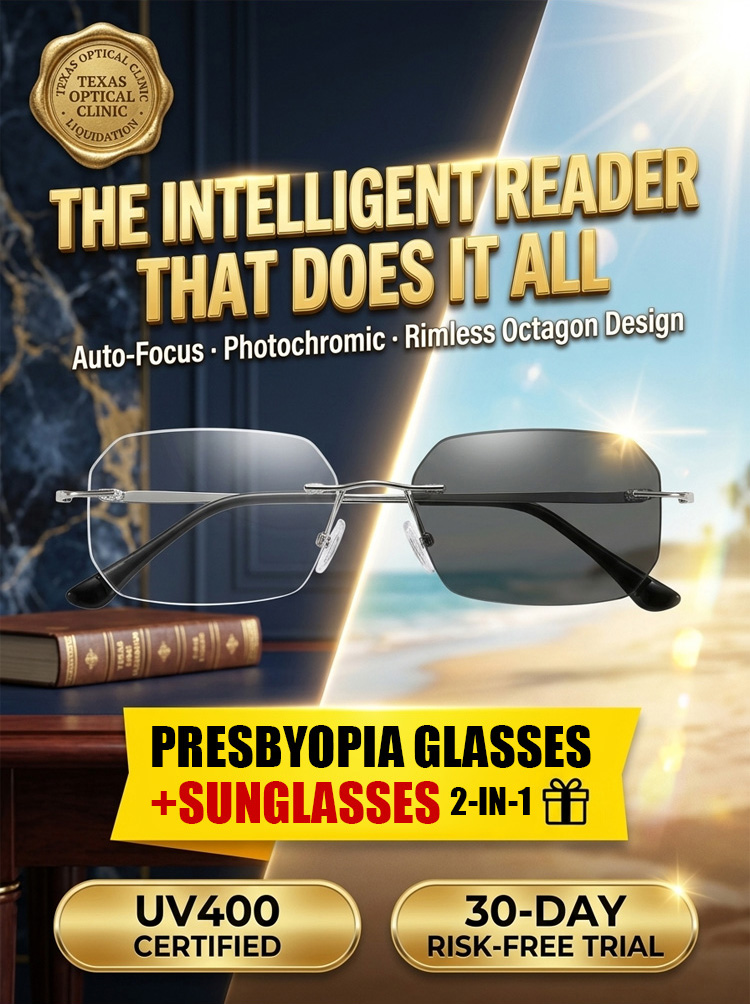 Titanium Alloy Smart-Focus Glasses - 0.1s Photochromic Near & Far Vision Eyewear Recommended by Eye Care Professionals