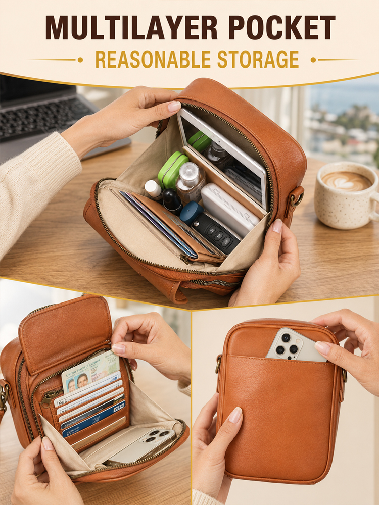 【One bag for two purposes】Cow leather messenger bag, made of cow leather, large capacity