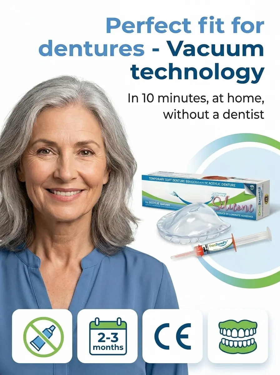 【Buy One, Get One Free】3-Minute Vacuum-Fit Denture Liner – Silicone，Perfect Denture Fit，Upper and Lower Denture Cushion Kit
