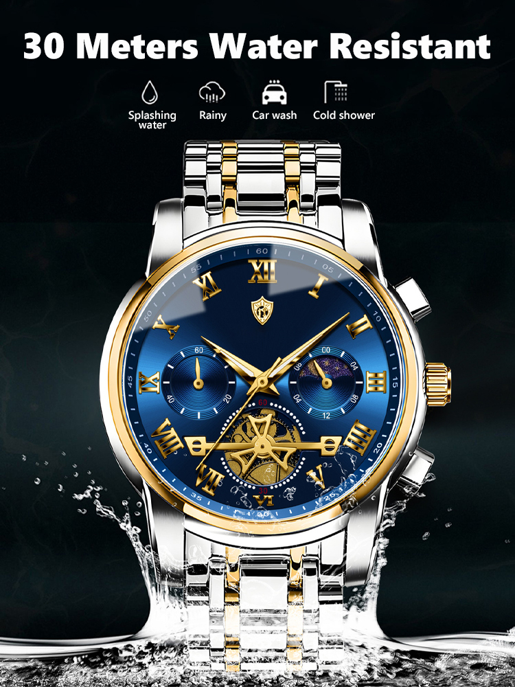 100-meter deep waterproof🌊, perfect for swimming and diving with no worries. Crafted with aerospace-grade stainless steel body🪙 and sapphire crystal watch lens💎, it features outstanding wear & scratch resistance, staying brand new for a decade.