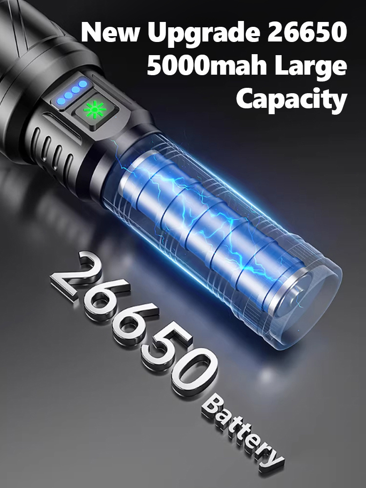 🔥 High-Power Tactical Flashlight | 1000m Long Range, Window-Breaking, Waterproof, Fast Charging, Long Battery Life 🌟