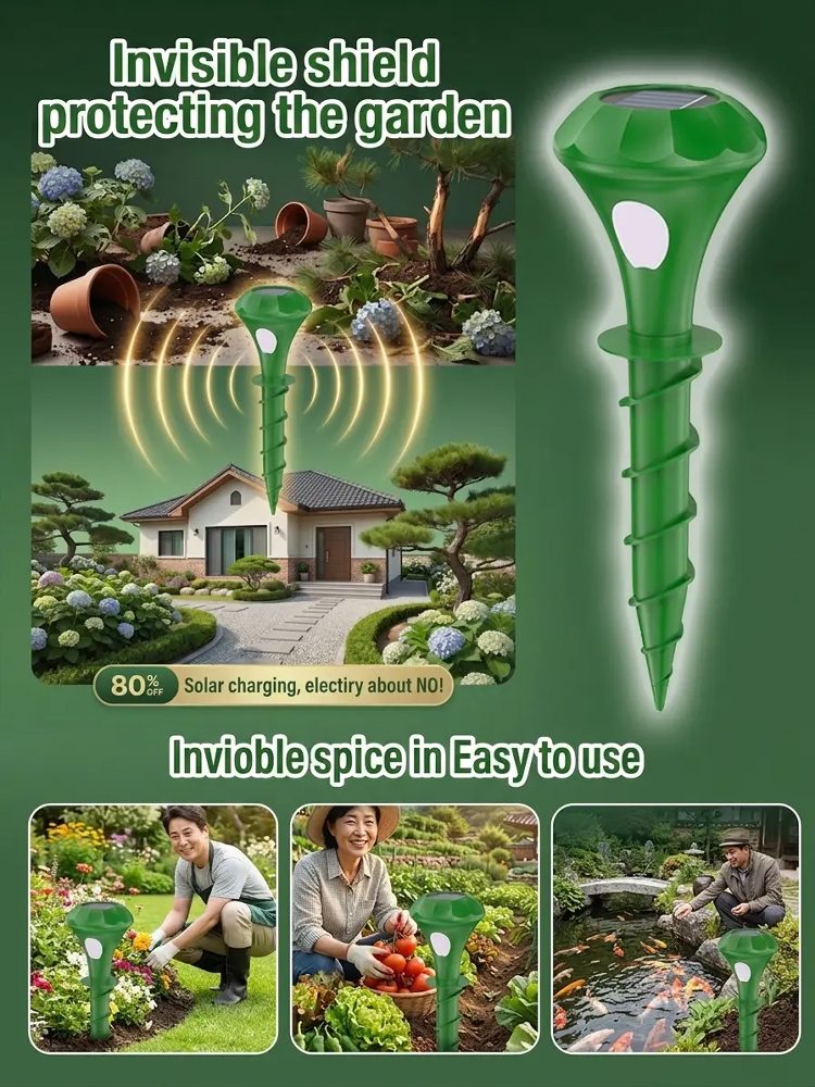 🌞Solar-Powered Ultrasonic Rats and Animals Repellent for Outdoors, Waterproof, Fully Automatic