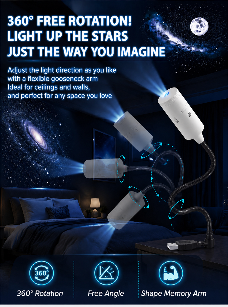 HD Galaxy Projector - 2M+ Lens for Vivid Moon & Galaxy Views