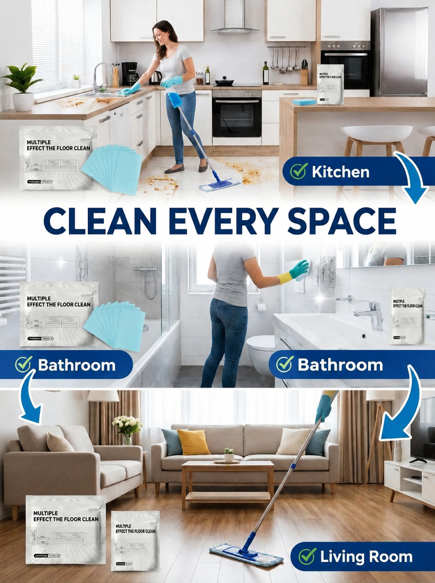 💦1-Second Instant Dissolving All-Purpose Home Floor Cleaning Sheets: Soak and wipe for effortless, rapid cleaning.