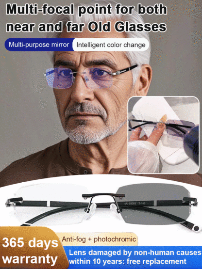 👓️A revolutionary technology in frameless diamond-cut reading glasses✨Intelligent zoom + blue light protection + UV protection✅