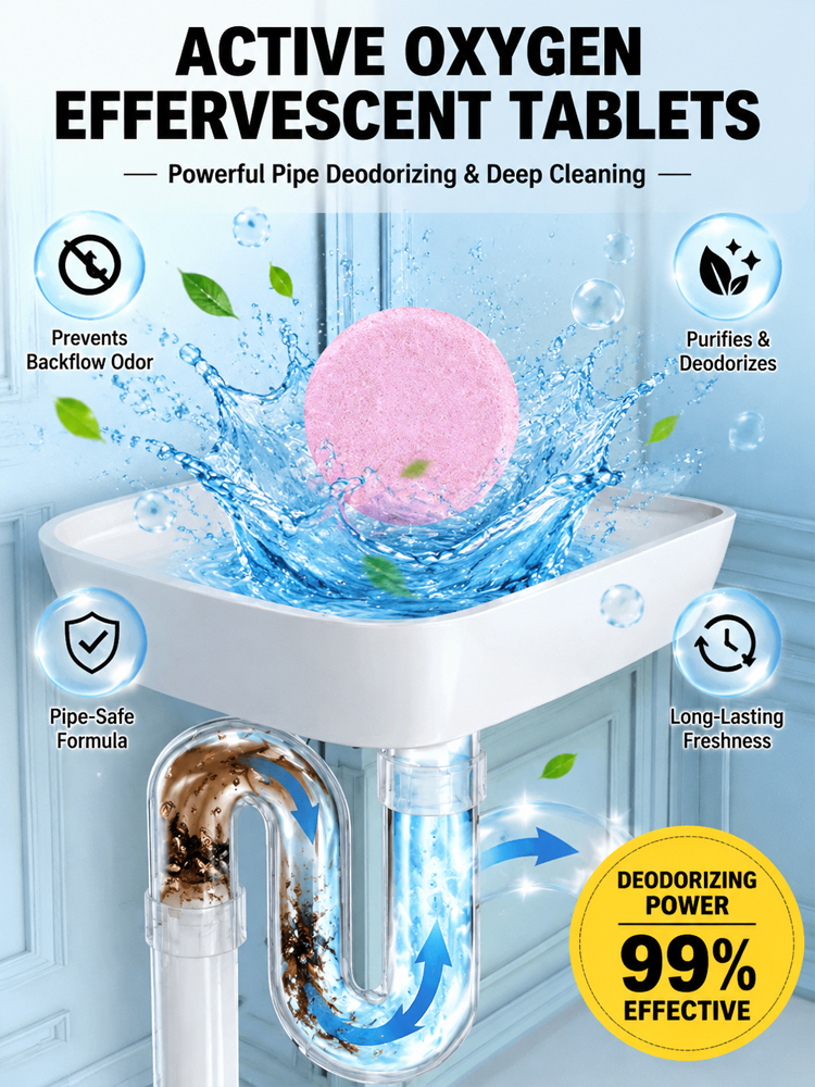 Active oxygen effervescent cleaning tablets