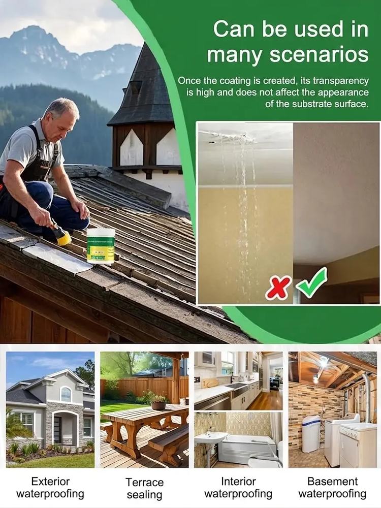 🎯Transparent Waterproof Adhesive💎｜20 Years Leak-Proof, Full Refund for Leaks
