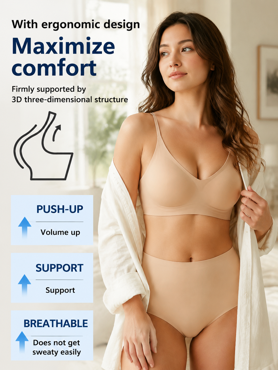 【Buy One Get One Free】👙 Wire-free push-up for a stunning, lifted silhouette; fits like a second skin with zero digging marks 😍 Extreme "40°C-proof" cooling sensation.