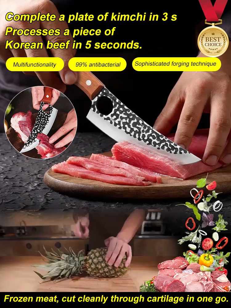 ✅ Endorsed by ACF (American Culinary Federation) 👨🍳!High-Manganese Steel Forged Boning Knife 🔪, Tempered at 1200°C 🔥, 10-Year Warranty 🛡️.