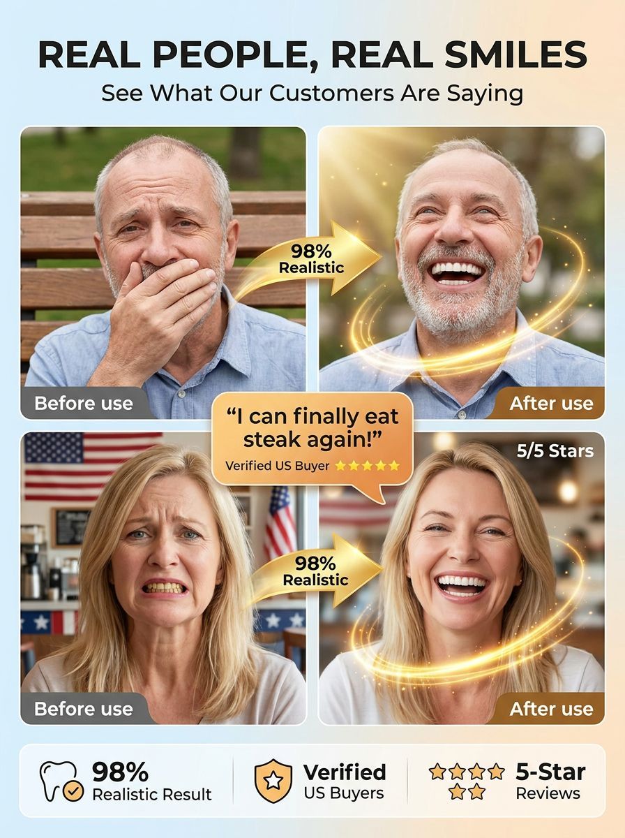 🦷 Direct from the lab: Professional-grade denture kit, instantly regain a natural and perfect smile. Save thousands in exorbitant clinic fees.