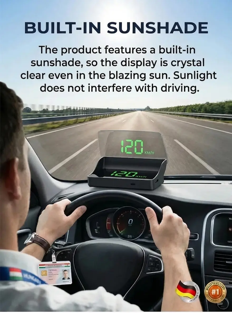 Smart Car HUD Display - Night Vision, GPS Speed Detection & Lane-Level Navigation