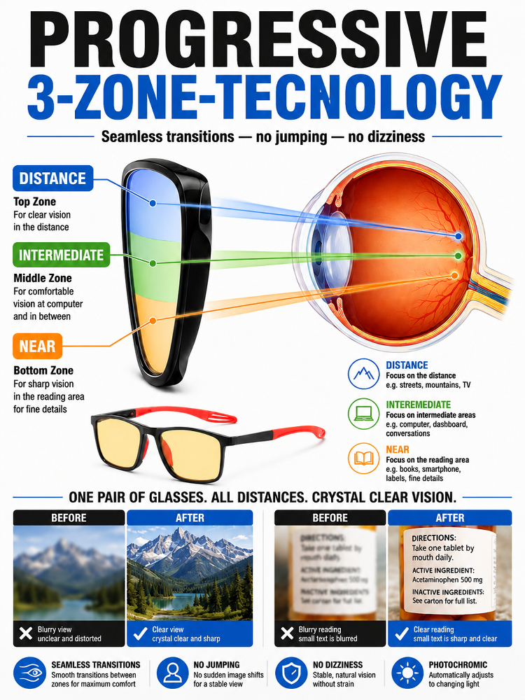All-in-One Rimless Glasses - One Pair for Every Vision Need