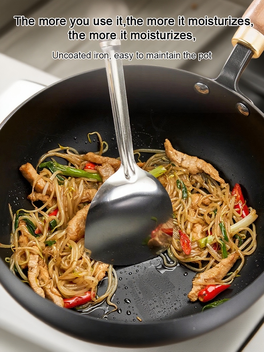 🍳99.9% High-Purity Iron Uncoated Non-Stick Pan💫 Hand-Forged by a 50-Year-Old Blacksmith🔨