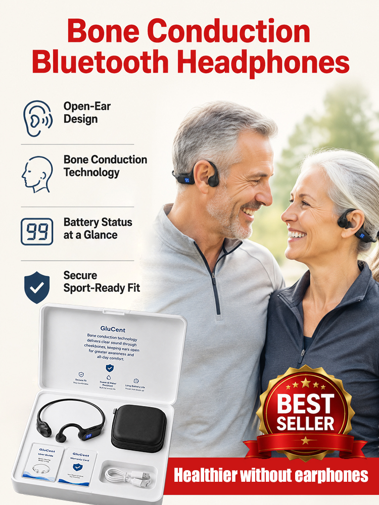 Elderly bone conduction Bluetooth headphones adopt advanced bone conduction sound transmission tech, no need to insert into ear canals 🚫, effectively get rid of ear swelling and soreness from traditional in-ear wearing 😌.
