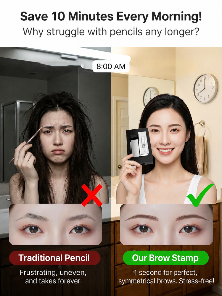 Waterproof Eyebrow Powder Set - Easy 3-Second Brow Stamp for Beginners