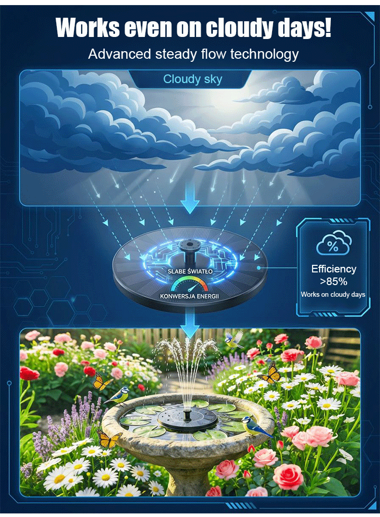 Solar Floating Fountain - Rainproof No-Electricity Garden Water Feature Pump