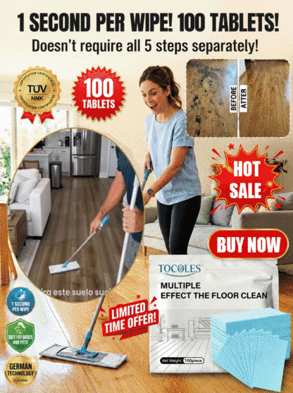 💦1-Second Instant Dissolving All-Purpose Home Floor Cleaning Sheets: Soak and wipe for effortless, rapid cleaning.