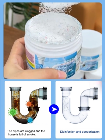 Pipe Dredging Agent, Dissolves Clogs in 1 Second! 🚀 Deodorizes, Cleans, Eliminates Odors, Antibacterial & Disinfects 🧼