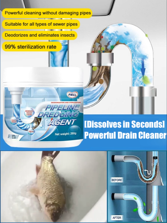 Pipe Dredging Agent, Dissolves Clogs in 1 Second! 🚀 Deodorizes, Cleans, Eliminates Odors, Antibacterial & Disinfects 🧼