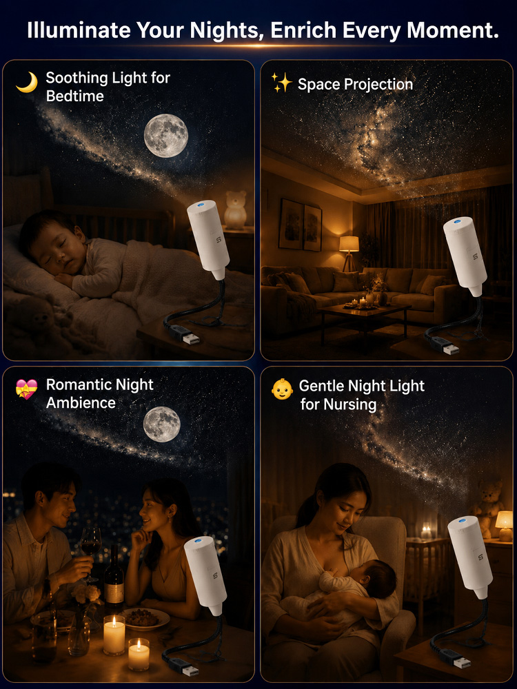 🔍 2M+ HD Lens, Vivid Projection of Moon & Galaxy