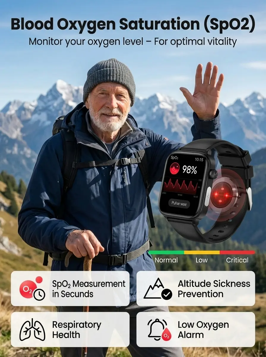 2026 Smart Health Watch - Painless Glucose Monitoring & Daily Health Tracking