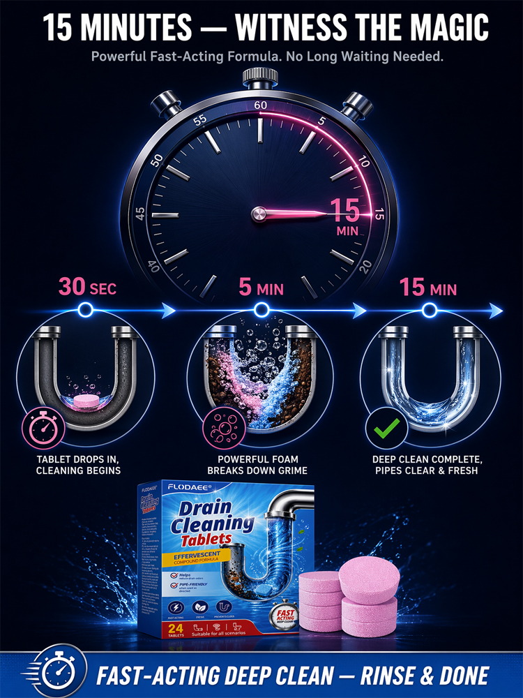 Fast-acting drain cleaning illustration
