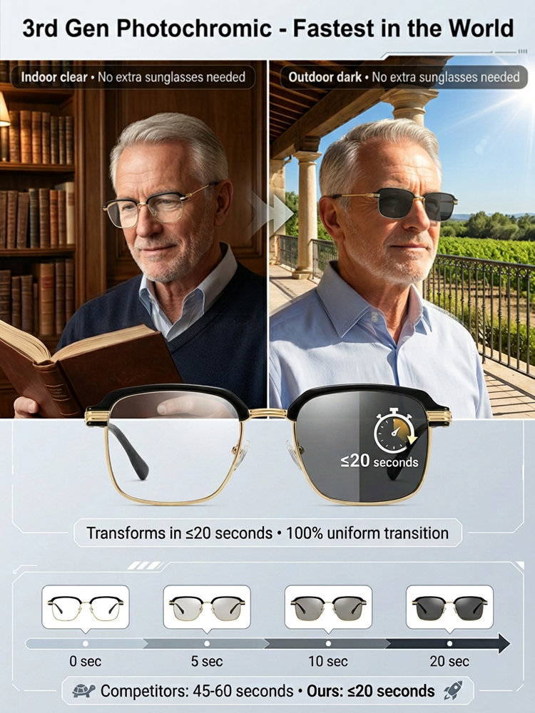 👓Fully automatic zoom optical glasses｜No eye exam required, high-definition and comfortable eye protection for multiple scenarios.