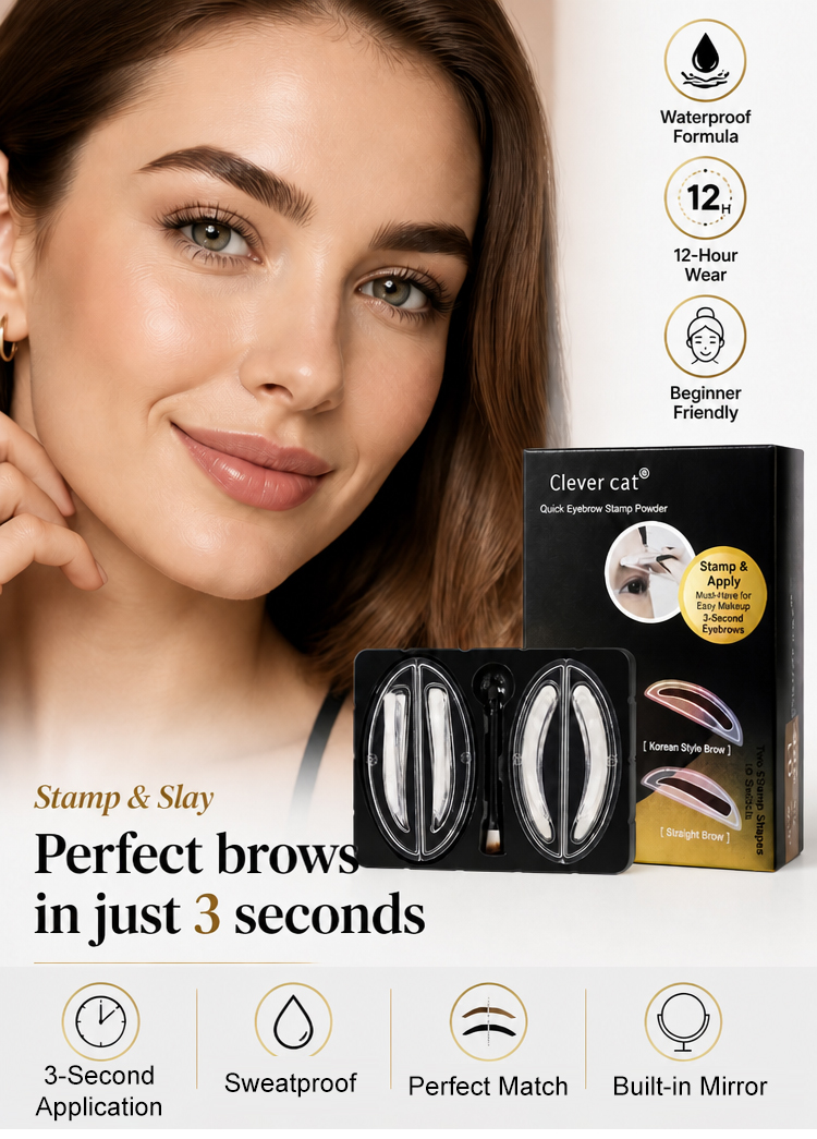 Waterproof Eyebrow Powder Set - Easy 3-Second Brow Makeup Kit for Beginners