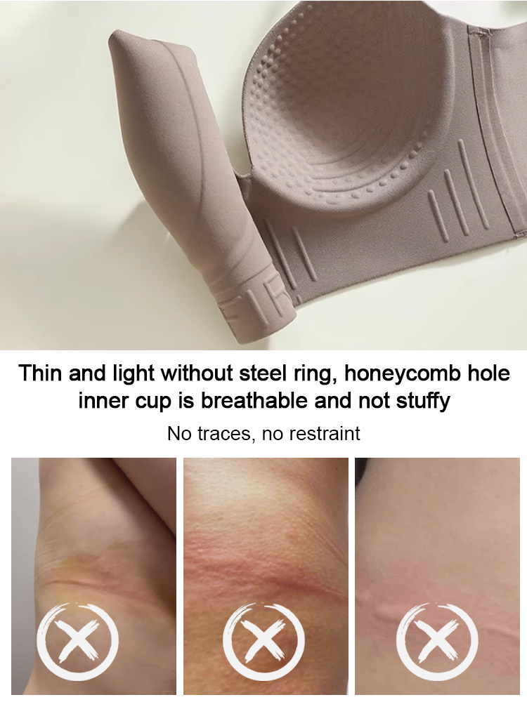 Wire-free, anti-sagging, adjustable bra, invisible and traceless, gathers and collects side breasts