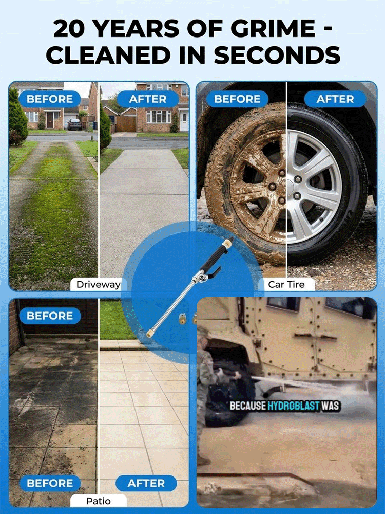🚀Aircraft Carrier-Grade High-Pressure Cleaning Gun｜300% Pressure Increase・No Electricity Required・30-Second Stain Removal