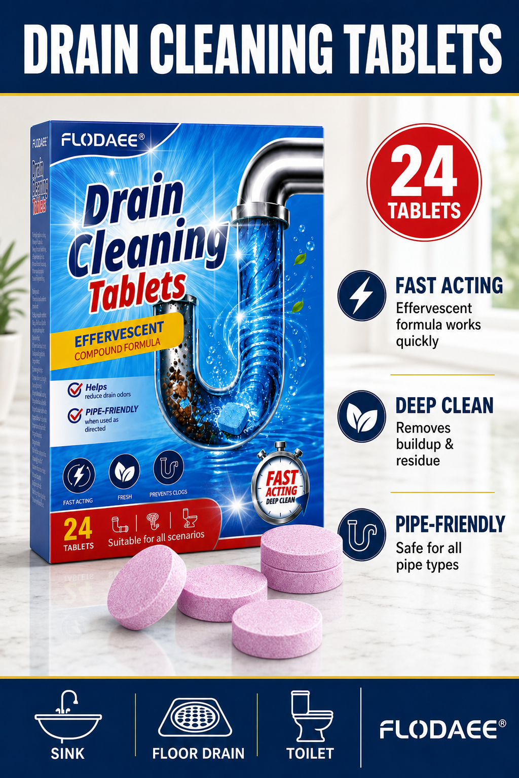 FLODAEE drain cleaning tablets product details