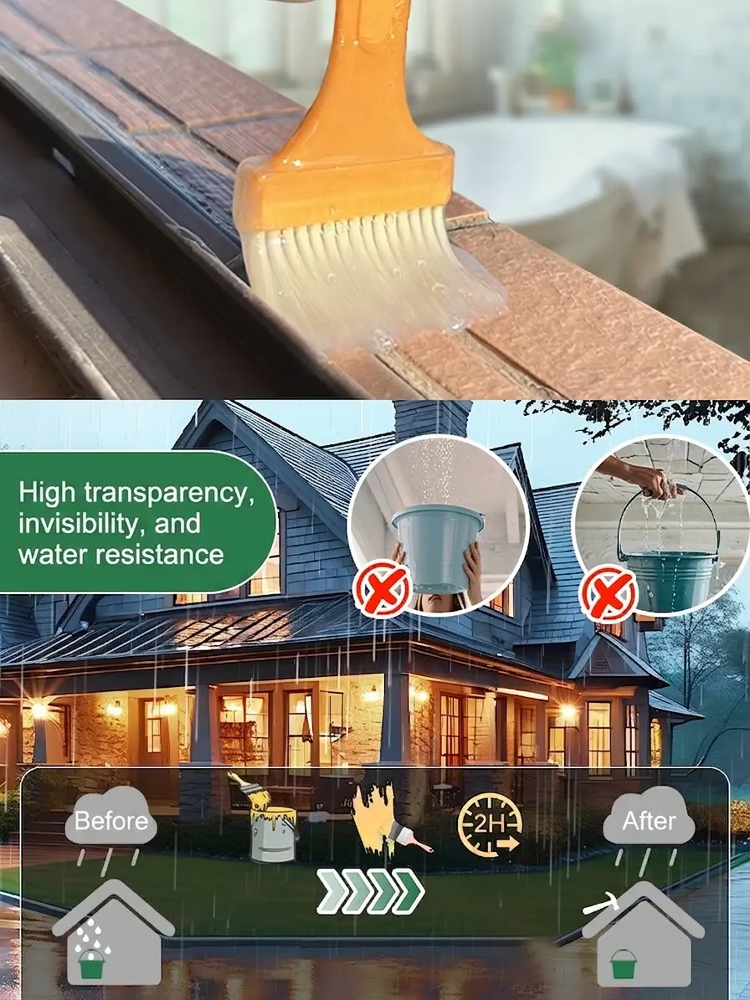 🎯Transparent Waterproof Adhesive💎｜20 Years Leak-Proof, Full Refund for Leaks
