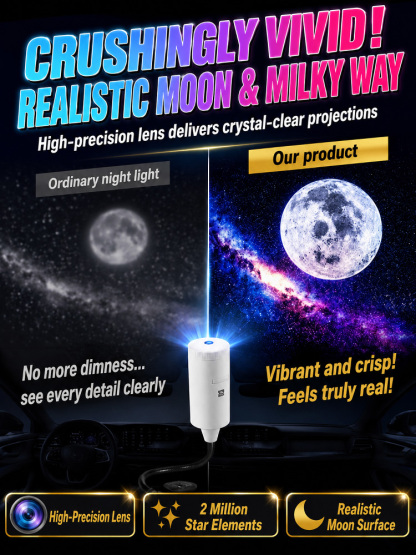 🔍 2M+ HD Lens, Vivid Projection of Moon & Galaxy
