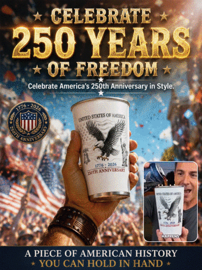 🥂 Toast to the 250th anniversary of our nation! Pour your chilled beverage, and watch the Star-Spangled Banner 🇺🇸 appear vividly on the cup surface.