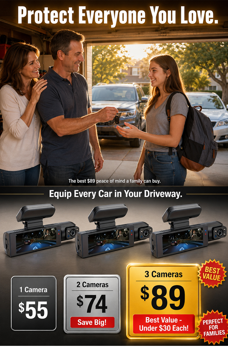 Panoramic Dash Cam - Wide-Angle Driving Safety Camera