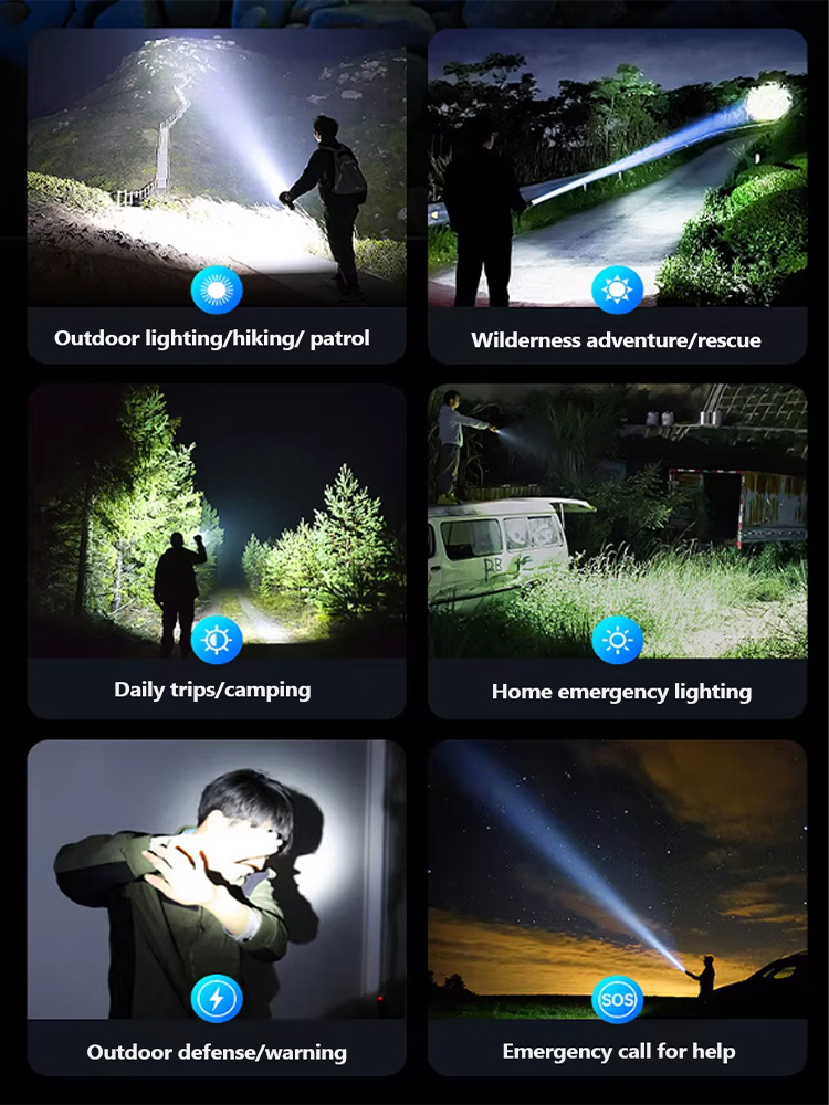 🔥 High-Power Tactical Flashlight | 1000m Long Range, Window-Breaking, Waterproof, Fast Charging, Long Battery Life 🌟