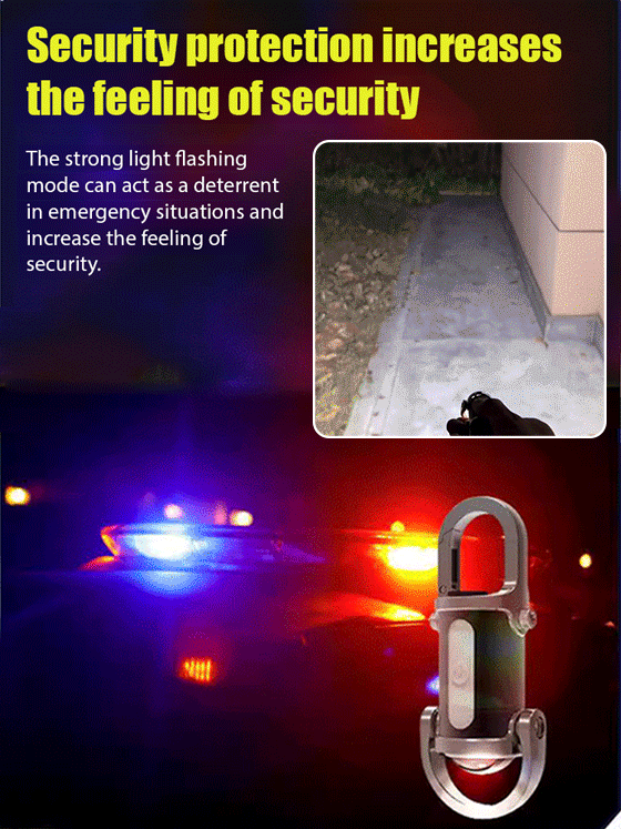Mini high-intensity flashlight, keychain + power bank + warning light three-in-one
