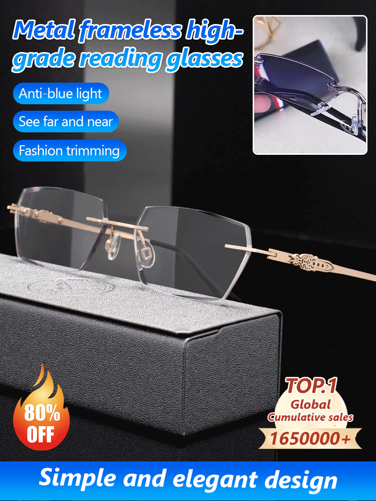 Metal frameless trimmed high-end reading glasses, imported materials, buy one get one free for only A$80👓️