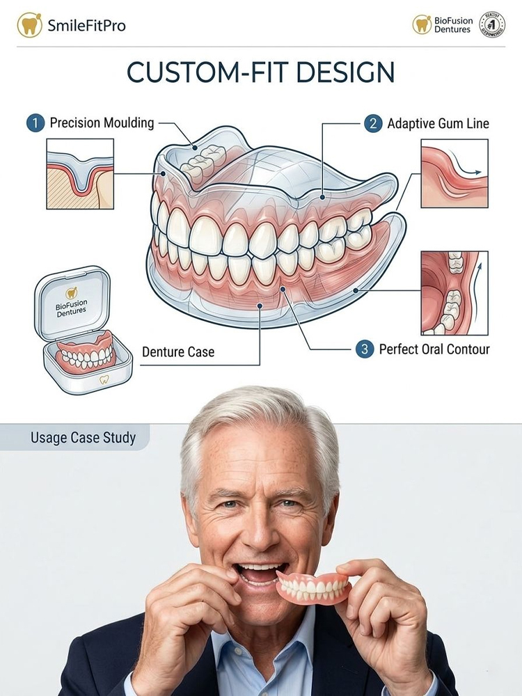 🦷Crafted by Zurich's Top Dental Lab, made of medical-grade elastic silicone, perfect fit & invisible comfort, no awkward fake teeth look.