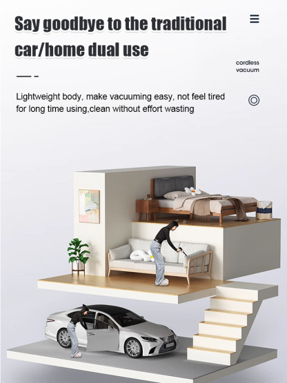 Wireless High-Suction Vacuum Cleaner 🌀: Integrates four functions - vacuuming 🧹, blowing 💨, inflating ⚡, and flushing 💧, meeting multi-scenario cleaning needs for both car and home 🚗🏠.