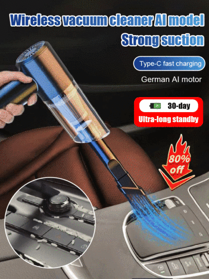 Wireless High-Suction Vacuum Cleaner 🌀: Integrates four functions - vacuuming 🧹, blowing 💨, inflating ⚡, and flushing 💧, meeting multi-scenario cleaning needs for both car and home 🚗🏠.