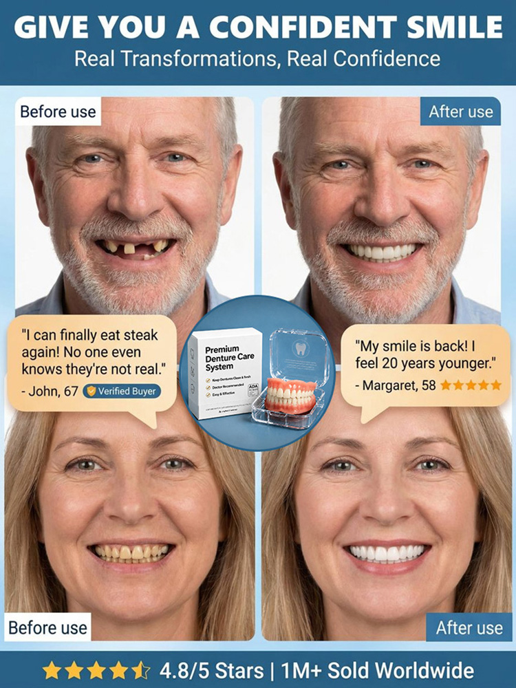 🦷 Direct from the lab: Professional-grade denture kit, instantly regain a natural and perfect smile. Save thousands in exorbitant clinic fees.