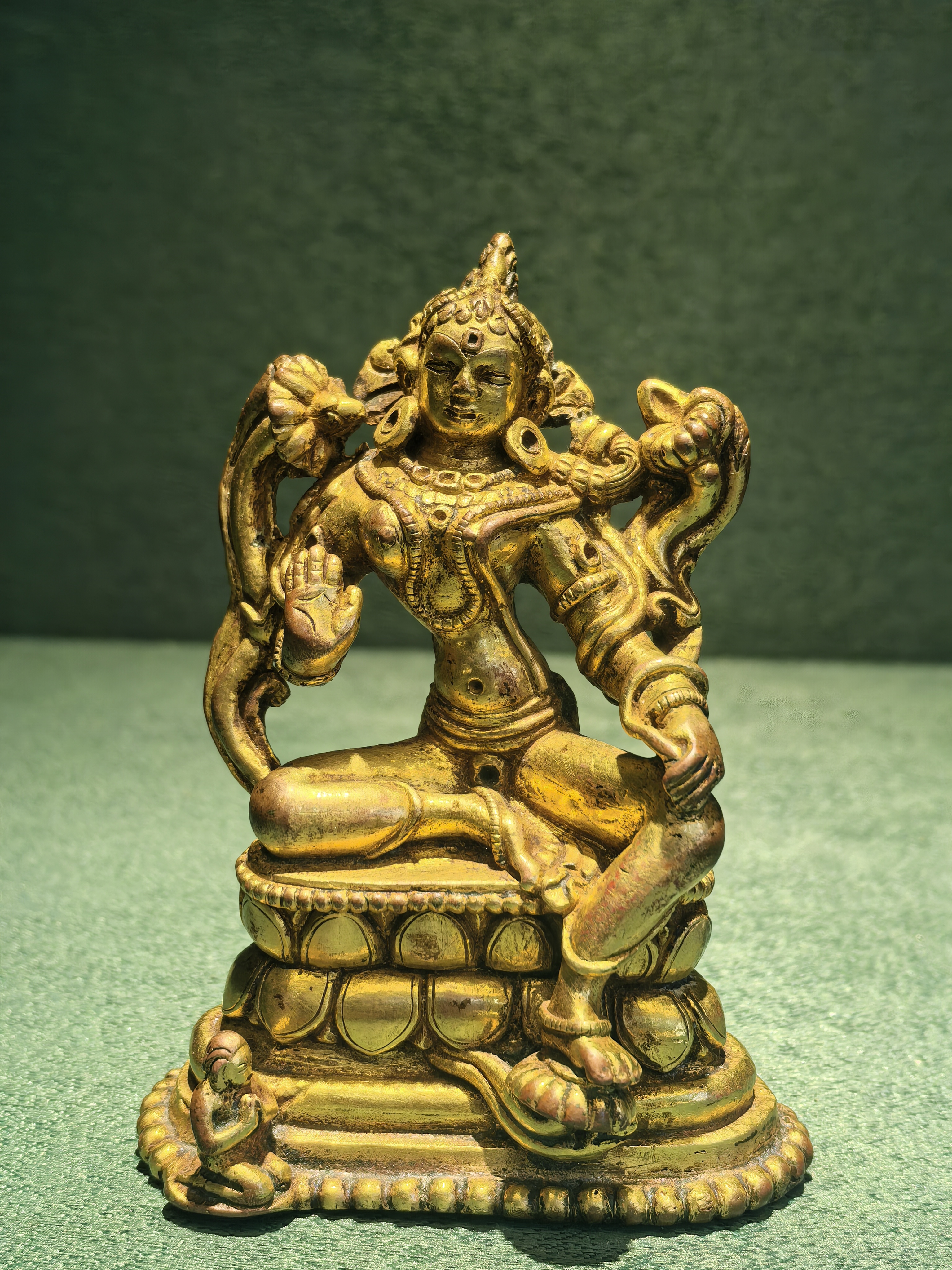Green Tara Gilded Statue – 8cm Handcrafted