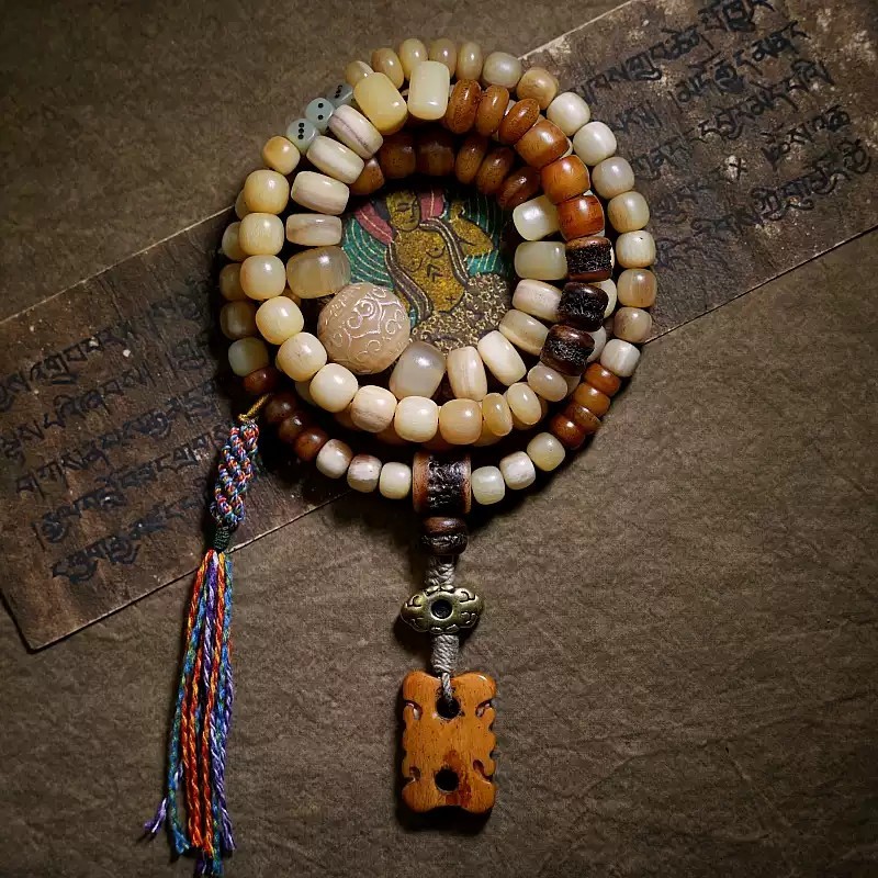 Tibetan 108 Yak & Camel Bone Mala Necklace