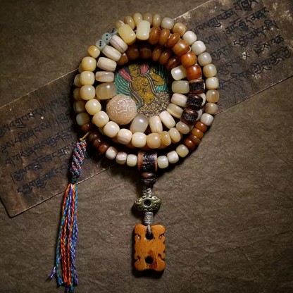 Tibetan 108 Yak & Camel Bone Mala Necklace
