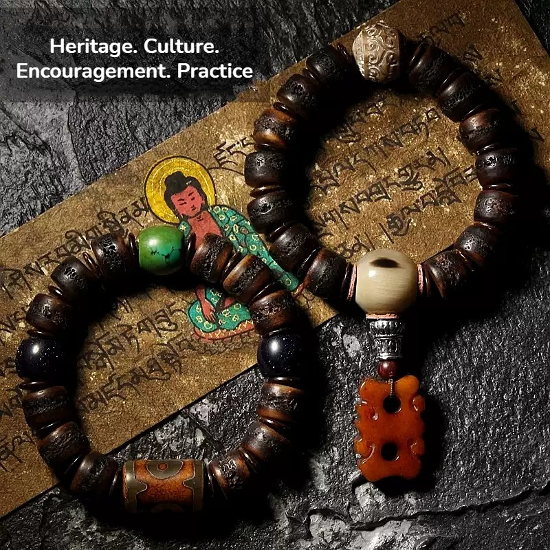 Gakala Skull Guardian Bracelet with Horn, Turquoise & Vajrayana Symbolism