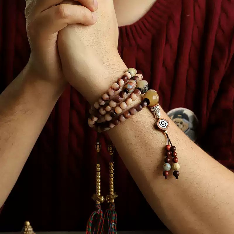 Natural Desert Camel Bone 108 Mala With Blood